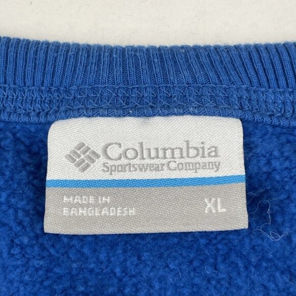 Columbia Sweatshirt Women’s XL Crew Neck Blue Spellout Sleeve Cotton Blend - Picture 6 of 10